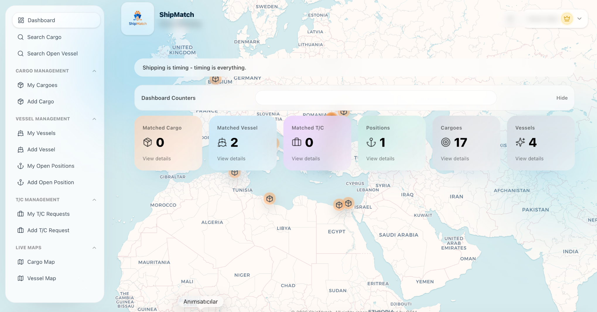 ShipMatch web dashboard